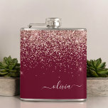 Cantil Monograma Dourado de Brilhante Rosa Rosa Rosa Rosa<br><div class="desc">Rosa Dourado - Cor-de-rosa pincelado e Borgonha Faux Sparkle Nome do Monograma da Largura e Frasco de Partido Inicial. Isto faz o doce e perfeito aniversário de 16 anos, casamento, chá de panela, aniversário, chá de fraldas ou festa de solteira presente para alguém que ama luxo de luxo e estilos...</div>