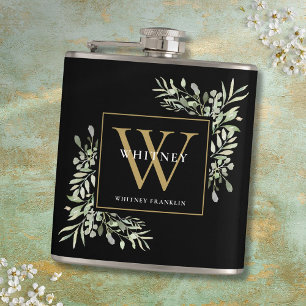 Cantil Monograma Dourado Elegante Modernidade Verde Preto