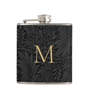 Cantil Monograma Dourado Floral Preto Elegage