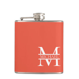 Cantil Monograma e Nome Elegante Laranja Personalizado