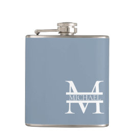 Cantil Monograma e nome personalizados Elegante azul empo