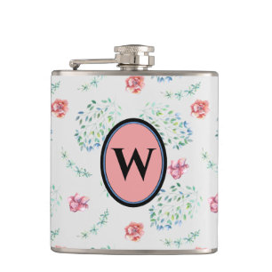 Cantil Monograma Elegante com Padrão Floral Rosa Azul Vin