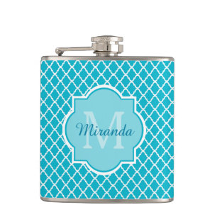 Cantil Monograma elegante e nome de Quatrefoil do azul de