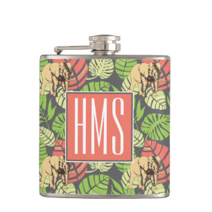 Cantil Monograma exótico das folhas e dos elefantes   da