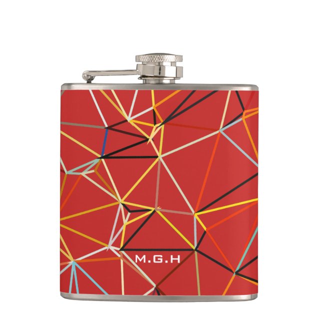 Cantil Monograma Geométrico Abstrato Vermelho Dinâmico (Frente)