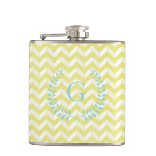 Cantil Monograma Personalizado Chevron Amarelo Chic Paste