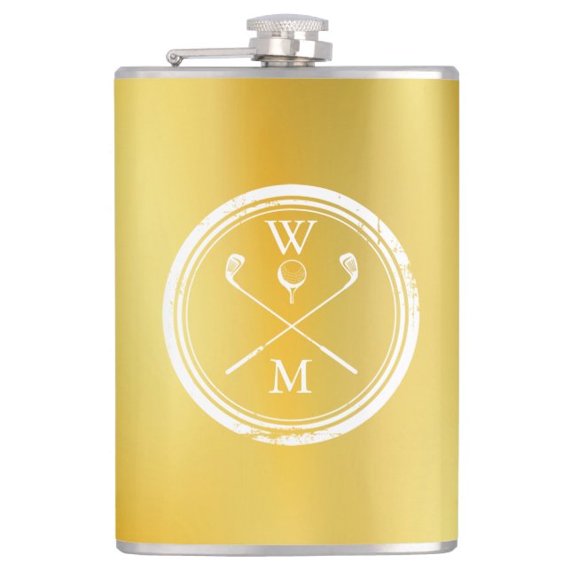 Cantil Monograma Personalizado Clássico Ouro Golfe (Frente)