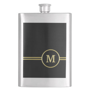 Cantil Monograma personalizado de ouro elegante a preto