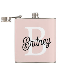 Cantil Monograma Personalizado Moderno e Nome Pastel Rosa