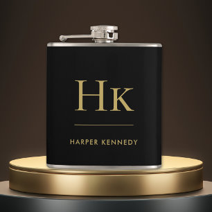 Cantil Monograma Preto Dourado Personalizado