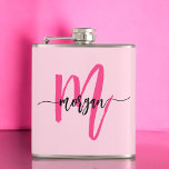 Cantil Monograma Rosa Vibrante Festa de Despedida de Solt<br><div class="desc">Celebre com estilo com nosso Frasco para Festa de Despedida de Solteira de Menina com Monograma Rosa Neon! Com um vibrante design rosa neon e personalizado com o seu monograma, este frasco adiciona um toque chique e personalizado às suas festividades de despedida de solteira. Feito de aço inoxidável durável, é...</div>