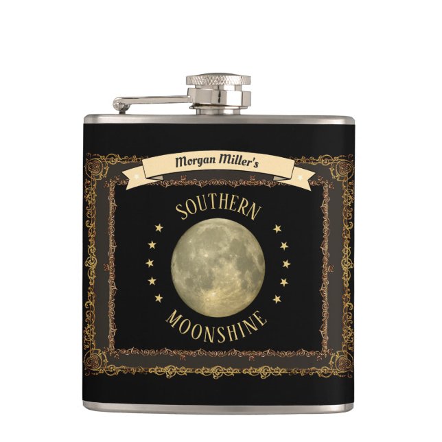 Cantil Moonshine Flask com seu nome ou iniciais (Frente)
