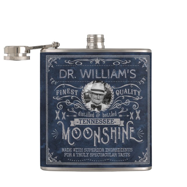 Cantil Moonshine Vintage Hillbilly Remédios Caseiros Azul (Aberto)