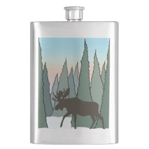 Cantil Moose Caminhando na Floresta de Inverno