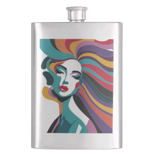 Cantil Mulher Abstrato Colorida com Arte de Cabelo Fluent