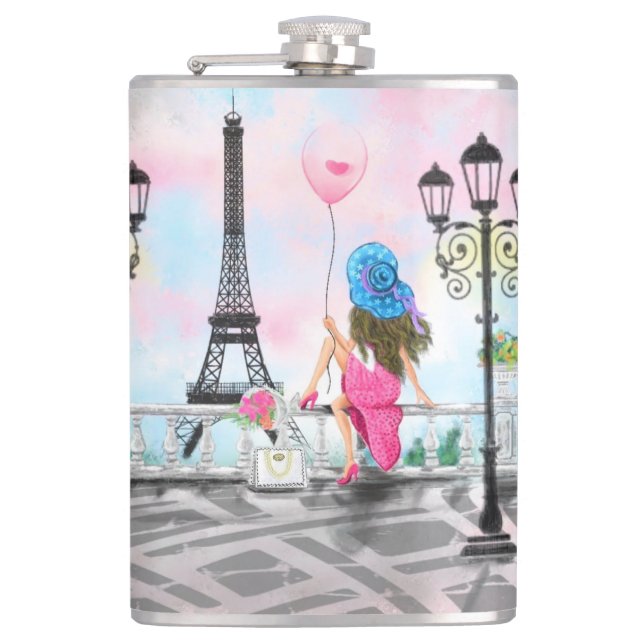 Cantil Mulher com Balão Rosa no Balão de Paris (Frente)