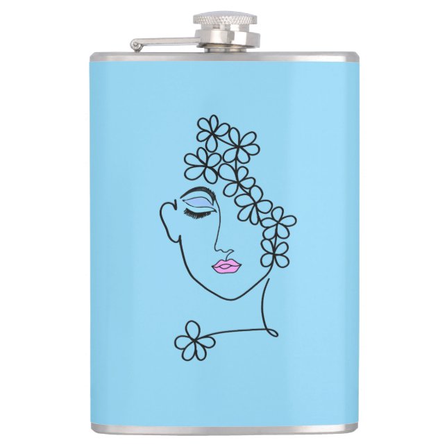 Cantil Mulher Com Flores Arte Linear   (Frente)
