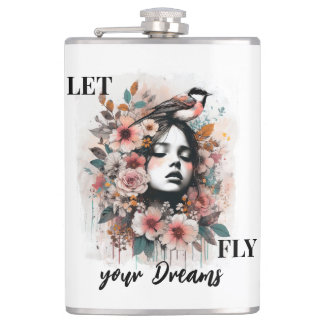 Cantil Mulher Floral Sonhadora com Pássaro e Inspiração
