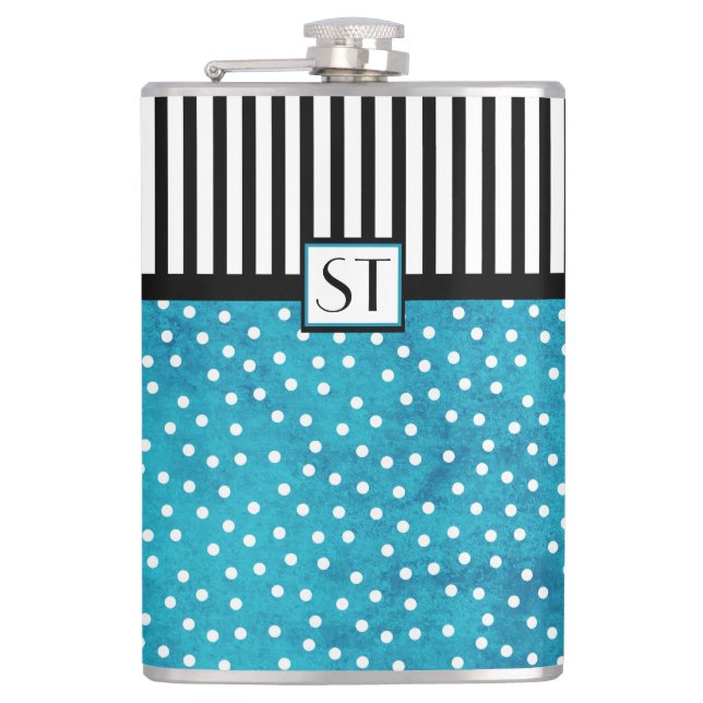 Cantil Na moda do Monograma Bolinhas Azul (Frente)