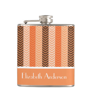 Cantil Na moda Modern Orange Chevron Strips Com Nome