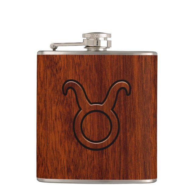 Cantil Na moda Taurus Zodiac Sinal em Mahogany como impre (Frente)