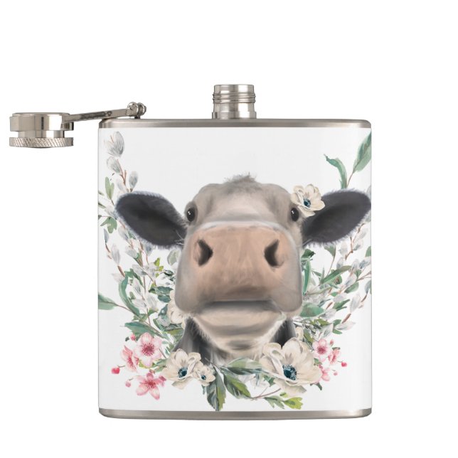 Cantil nariz de vaca beijo flores aquarela cinza animal f (Aberto)