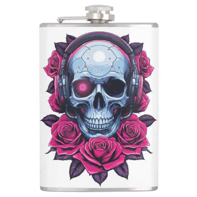 Cantil Neon Cyber Death Skull e Rosa White (Frente)