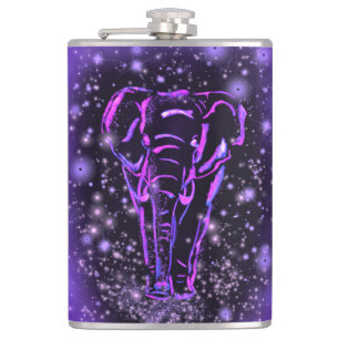 Cantil Neon Purple Elephant Andando À Noite Estrelada