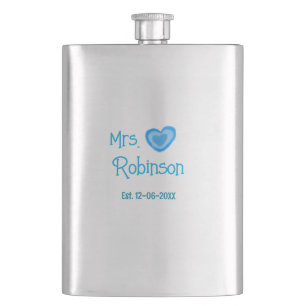 Cantil Noiva para ser Sra adicionar nome data azul aquare