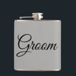 Cantil Noivo Cinza e Preto<br><div class="desc">Com um fundo cinza,  este frasco apresenta tipografia cursiva "Noivo" em preto. Ótimo para uma despedida de solteiro. Faça seu pedido hoje!</div>