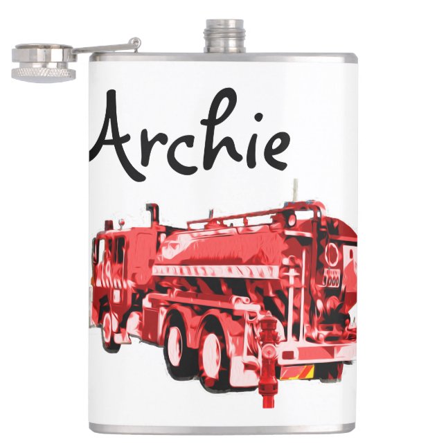 Cantil Nome Archie Com Caminhão de Bombeiros Vermelho,   (Aberto)
