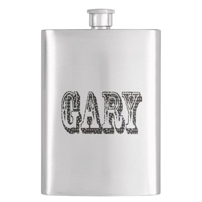 Cantil Nome do Gary branco preto dimensional, Frasco da a (Frente)