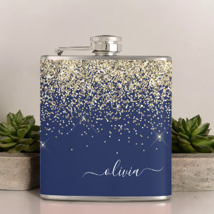 Cantil Nome do Monograma do Sparkle Glitter Glitter Azul 