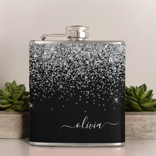 Cantil Nome do Monograma do Sparkle Glitter Negra