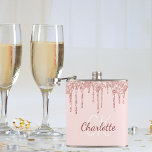 Cantil Nome do monograma dourado rosa cor-de-rosa-claro<br><div class="desc">Menina e glamourosa. Um fundo cor-de-rosa pincelado,  decorado com pingos de falso brilho no rosa. Personalize e adicione o seu nome e as iniciais do monograma. Escrito manual moderno. Perfeito para festas de aniversário,  chás de panela e festas de solteira.</div>