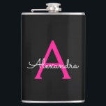 Cantil Nome do Monograma Girly Black Script Hot-Pink<br><div class="desc">Nome do Monograma Rosa Quente e Preto e Sinalizador de Partido Inicial. Isto faz o doce e perfeito aniversário de 16 anos,  casamento,  chá de panela,  aniversário,  chá de fraldas ou festa de solteira presente para alguém que ama luxo de luxo e estilos quíticos.</div>