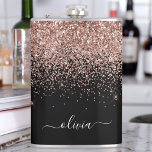 Cantil Nome do Monograma Personalizado do Cor-de-Obra Ros<br><div class="desc">Rosa Dourado - Cor de rosa e brilho preto com brilho brilhante escovado de metal, nome do monograma e primeira parte. Isto faz o doce e perfeito aniversário de 16 anos, casamento, chá de panela, aniversário, chá de fraldas ou festa de solteira presente para alguém que ama luxo de luxo...</div>