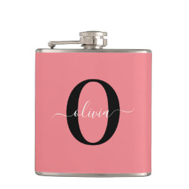 Cantil Nome do Script Monograma Personalizado Cor-de-rosa