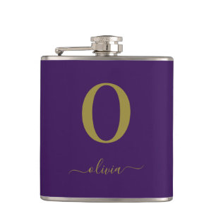 Cantil Nome do Script Monograma Personalizado Roxo E Dour