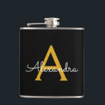 Cantil Nome Moderno do Monograma de Script Menino Dourado<br><div class="desc">Monograma Dourado e Preto Adicione seu próprio nome de Festa. Isto faz o doce e perfeito aniversário de 16 anos,  casamento,  chá de panela,  aniversário,  chá de fraldas ou festa de solteira presente para alguém que ama luxo de luxo e estilos quíticos.</div>