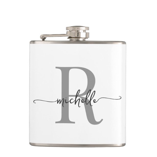 Cantil Nome Monograma Cinza Branco Moderno Script Elegant (Frente)