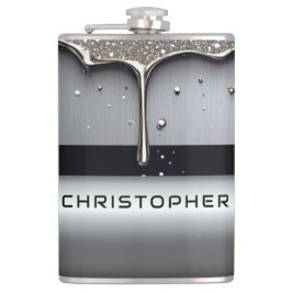 Cantil Nome Personalizado Com Metal Líquido Gotejando