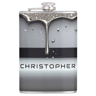 Cantil Nome Personalizado Com Metal Líquido Gotejando