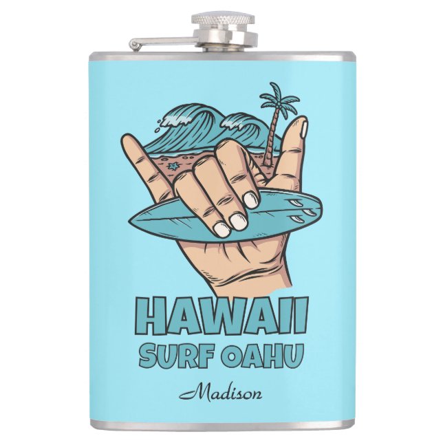 Cantil Nome Personalizado & Localização Surf Shaka (Frente)