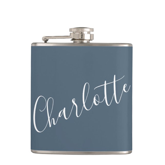 Cantil Nome Personalizado Script Minimalista Azul Escuro (Frente)