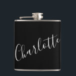 Cantil Nome Personalizado Script Minimalista Preto<br><div class="desc">Frasco de Nome com Tipografia Script Minimalista em Preto</div>
