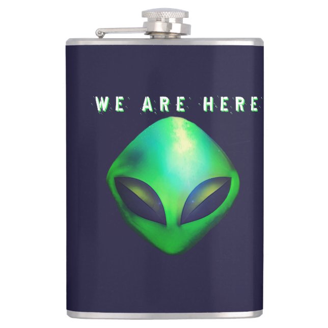 Cantil "Nós Estamos Aqui" cabeça de Alien Verde (Frente)