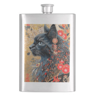 Cantil O Gato Zen   Vintage Japonês Ukiyo-e