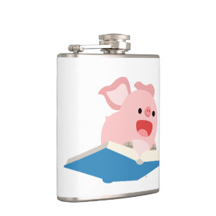 Cantil O Livro Voador e o Cartoon Pig Hip Flask