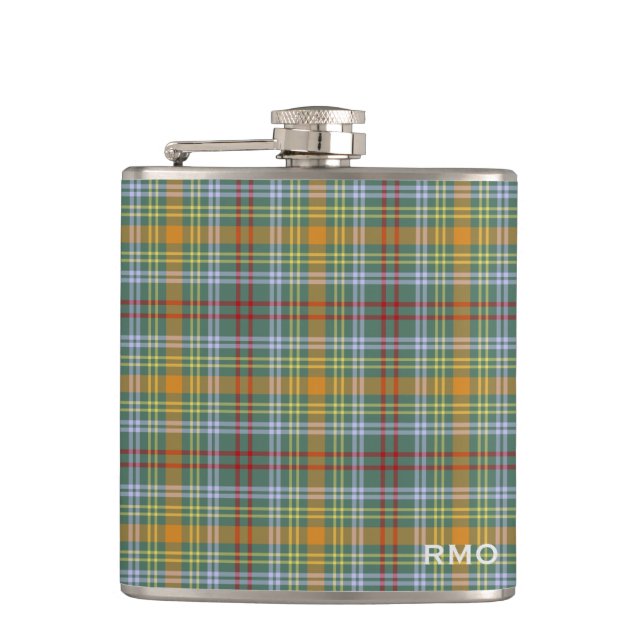 Cantil O'Brien Tartan Monograma Verde e Xadrez Laranja (Frente)